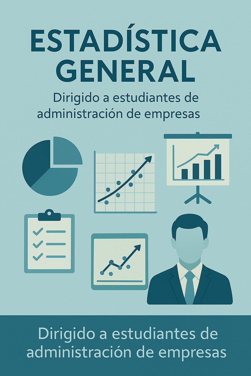 Estadística General como titulo y muestra algunos iconos de estadística y administración